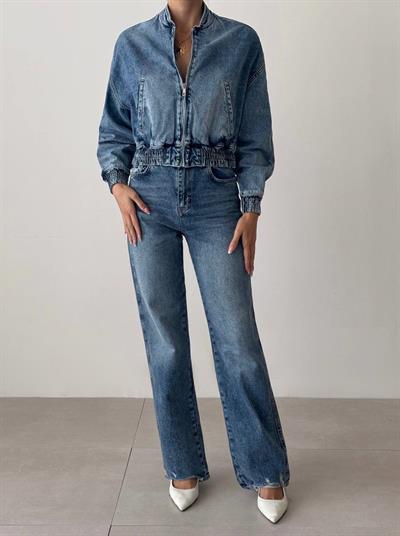 LACARINOFermuarlı Bel .lastikli Blue Bomber Jean 