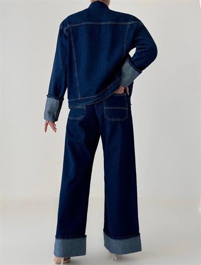 LACARINOCep Detaylı Dark Blue Denim Ceket