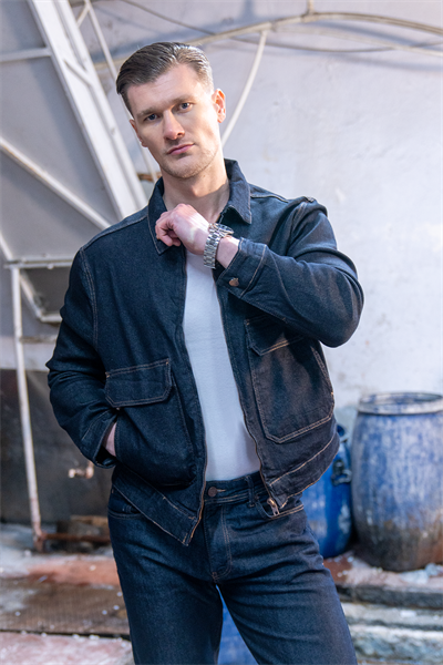 LACARINOİç Cep Detaylı Navy Blue Denim Ceket