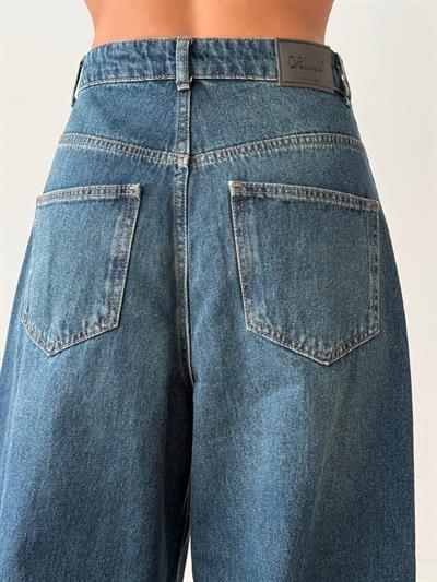 LACARINOExtra Wide Leg Dark Blue Tint Jean Pantolon