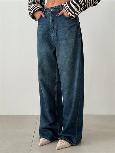 LACARINOExtra Wide Leg Dark Blue Tint Jean Pantolon