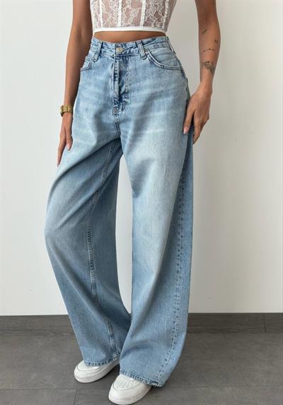 LACARINOExtra Wide Leg Blue Tint Jean Pantolon
