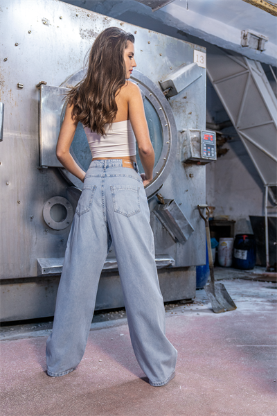 LACARINOYüksek Bel Cep Detaylı Blue E. Wide Leg Jean Pantolon