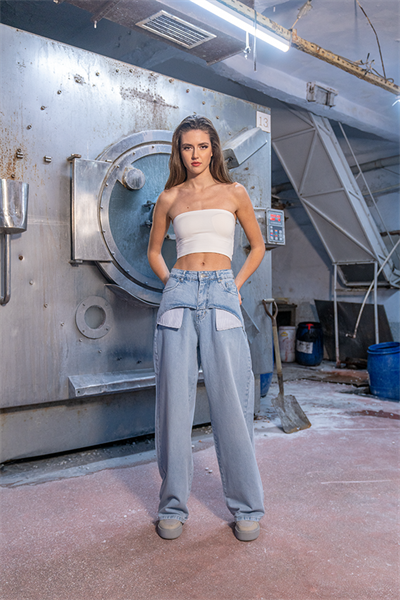 LACARINOYüksek Bel Cep Detaylı Blue E. Wide Leg Jean Pantolon