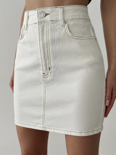 LACARINOBeş Cep Detaylı Kemik Denim Etek 
