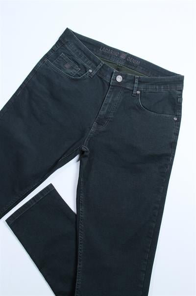 LACARINOYüksek Bel Dar Paça Blue Haki Jean Pantolon