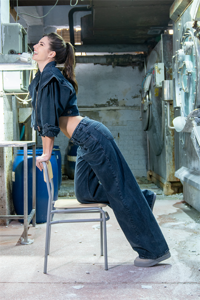 LACARINOUzun Boy Yüksek Bel Blue Black Wide Leg Jean Pantolon