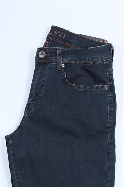 LACARINOYüksek Bel Boru Paça Battal Kesim Blue Kahve Jean Pantolon