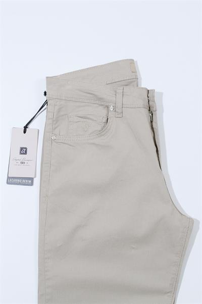 LACARINOErkek Yüksek Bel Yarım Boru Paça Bej Jean Pantolon