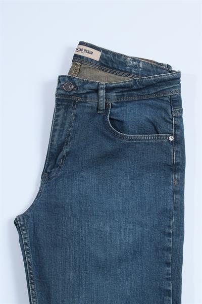 LACARINOErkek Bol Paça Matrix Kesim Od Green Jean Pantolon