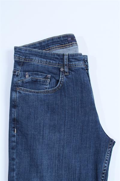 LACARINOErkek Yüksek Bel Bol Paça Dark Blue Jean Pantolon