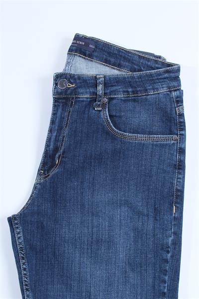 LACARINOErkek Boru Paça Yüksek Bel Dark Blue Jean Pantolon