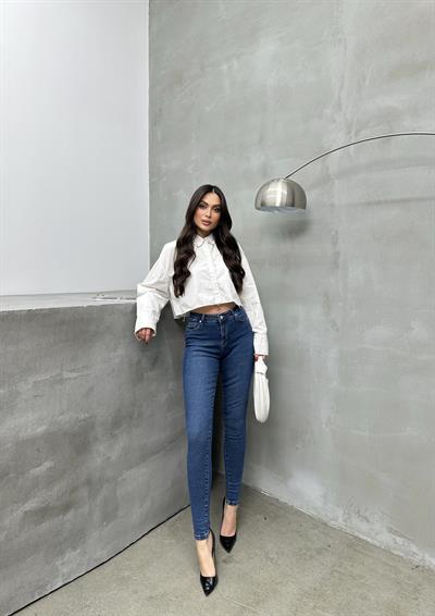 LACARINOYüksek Bel Dar Paça Blue Jean Pantolon