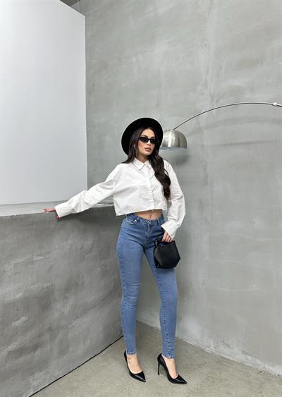LACARINOYüksek Bel Dar Paça Light Blue Jean Pantolon