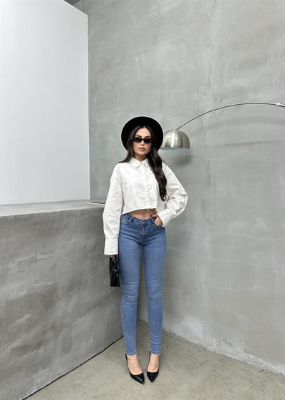 LACARINOYüksek Bel Dar Paça Light Blue Jean Pantolon