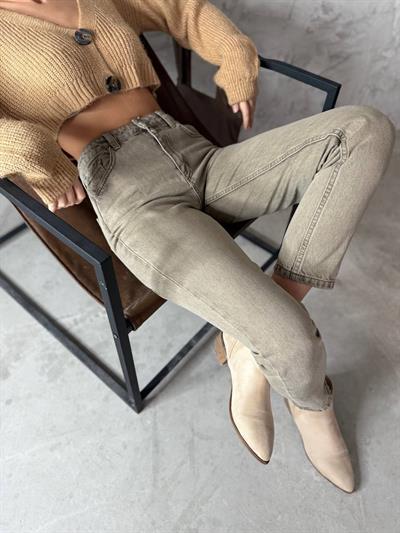 LACARINOYüksek Bel Boru Paça Bilek Boy Dark Blue Jean Pantolon