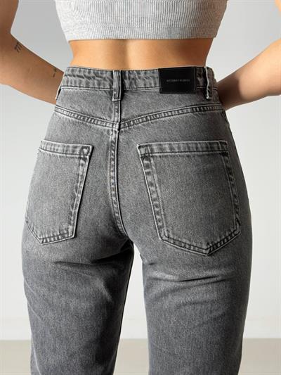 LACARINOYüksek Bel Boru Paça Bilek Boy Onyx Black Jean Pantolon