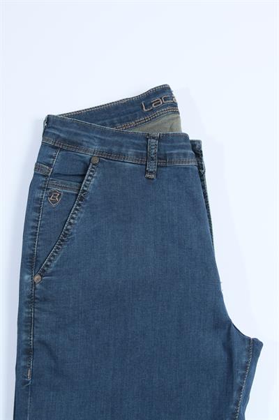 LACARINOErkek Yüksek Bel Yarım Boru Paça Blue Haki Jean Pantolon
