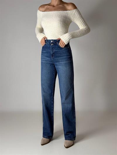 LACARINOYüksek Bel Normal Kalıp Blue Jean Pantolon