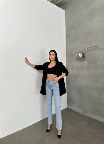 LACARINOYüksek Bel Paça Detaylı Light Blue Jean Patnolon