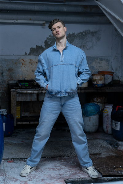LACARINOYaka Fermuar Detaylı Blue Sweatshirt