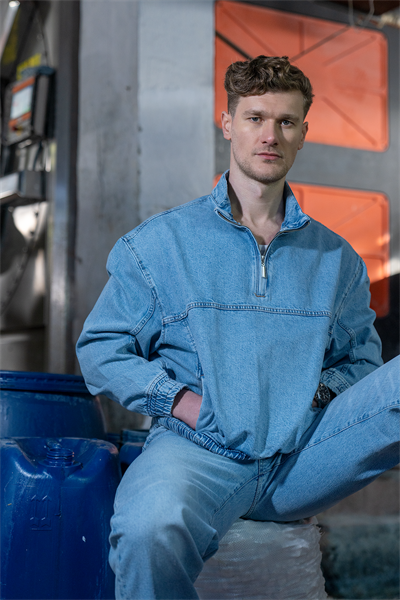 LACARINOYaka Fermuar Detaylı Blue Sweatshirt