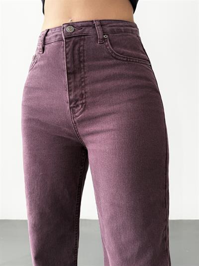 LACARINOKadın Yüksek Bel Bol Kesim Bordo Jean Pantolon