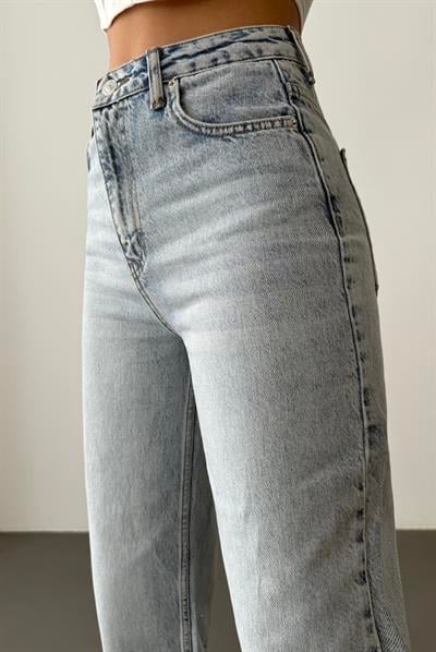 LACARINOYüksek Bel Bol Kesim Light Blue Taşlı Jean Pantolon