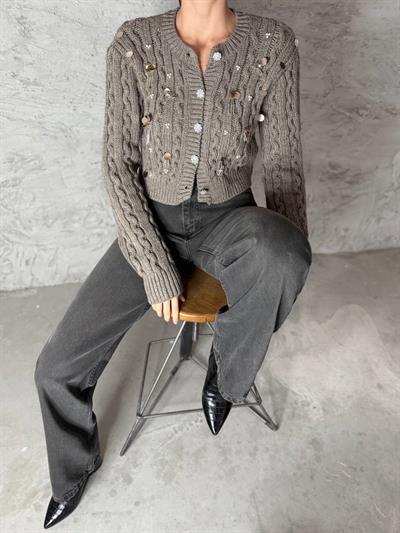 LACARINOKadın Yüksek Bel Boru Kesim Basalt Grey Jean Pantolon