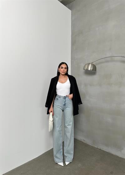 LACARINOKadın Yüksek Bel Bol Kesim Light Blue Tint Jean Pantolon