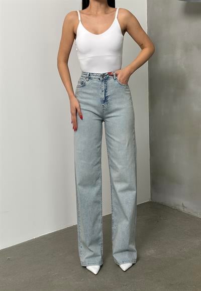 LACARINOKadın Yüksek Bel Bol Kesim Light Blue Tint Jean Pantolon