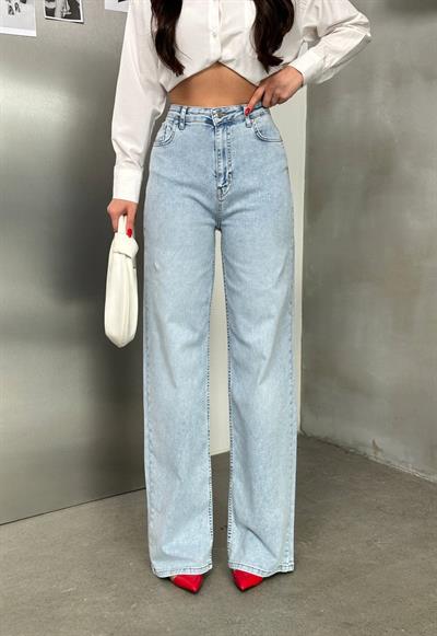 LACARINOKadın Yüksek Bel Bol Kesim Light Blue Jean Pantolon
