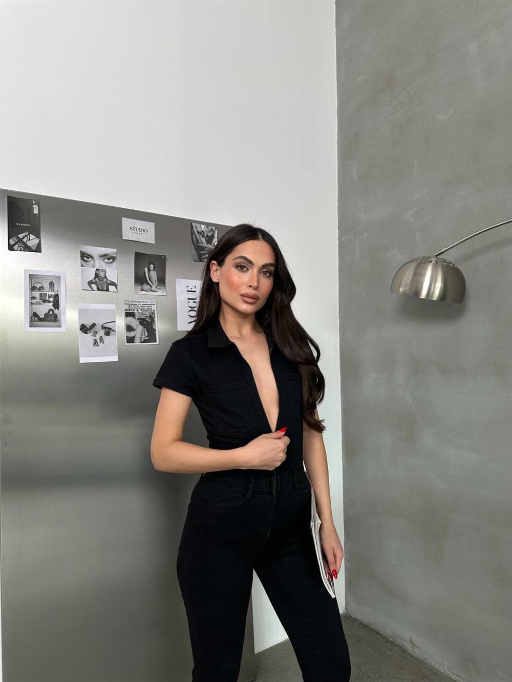 LACARINOKadın Siyah Denim Tulum