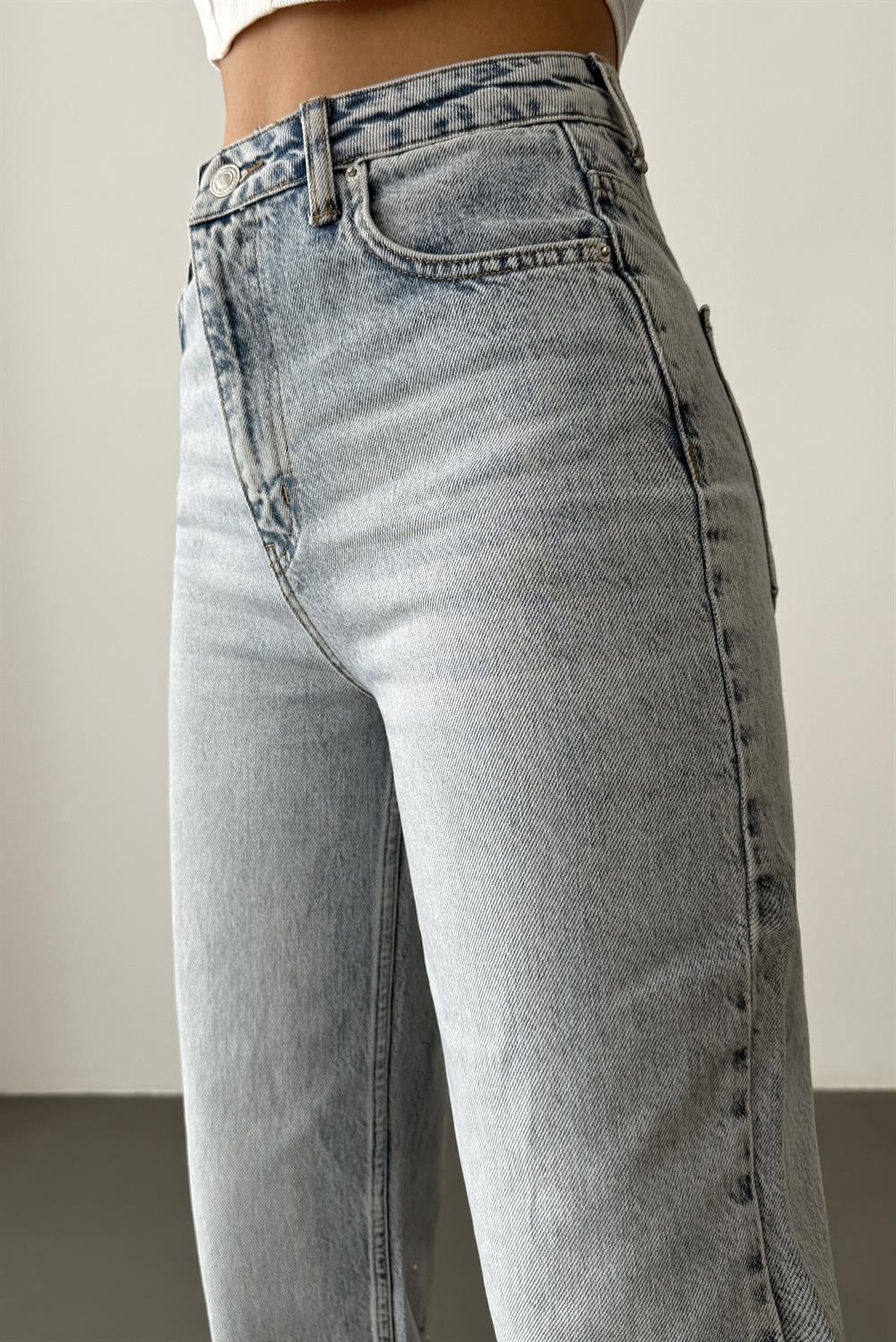LACARINOYüksek Bel Bol Kesim Light Blue Taşlı Jean Pantolon