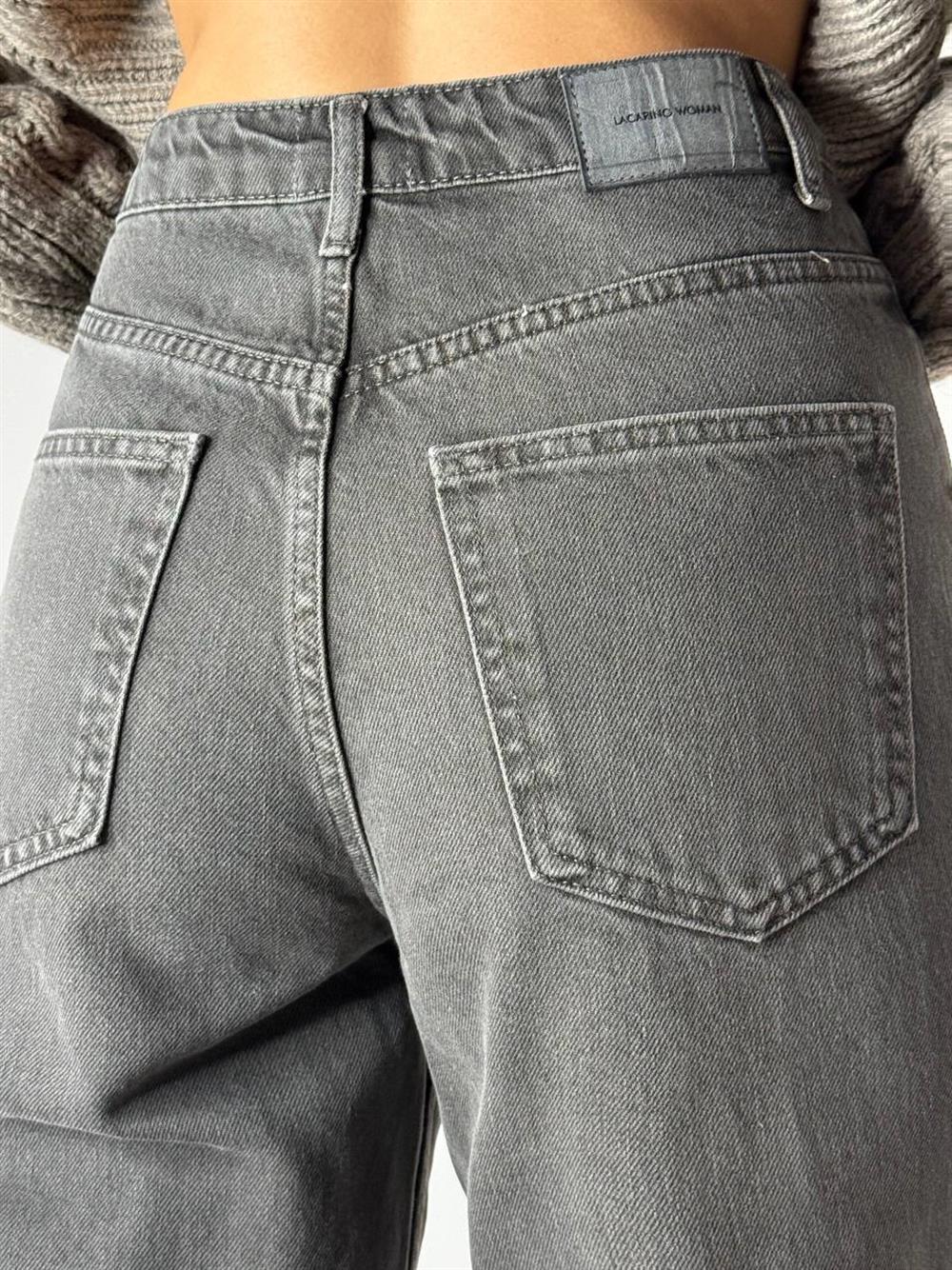 LACARINOKadın Yüksek Bel Boru Kesim Basalt Grey Jean Pantolon