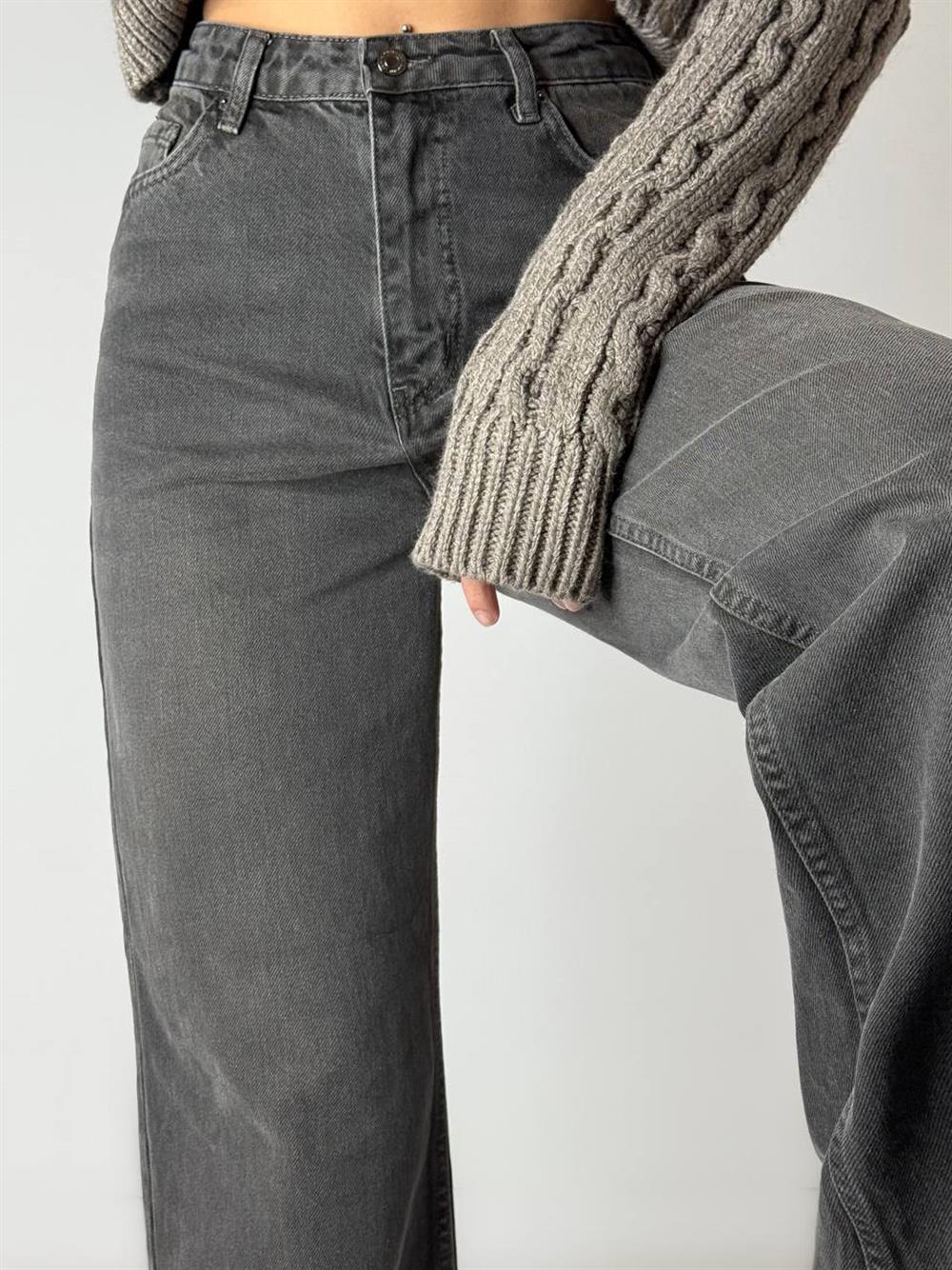 LACARINOKadın Yüksek Bel Boru Kesim Basalt Grey Jean Pantolon