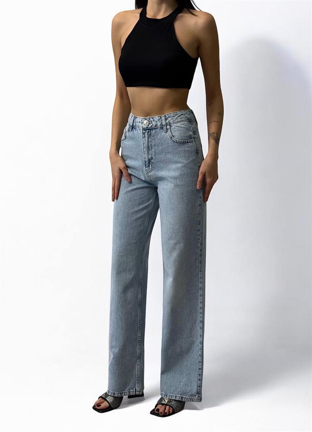 LACARINOYüksek Bel Bol Kesim Light Blue Jean Pantolon