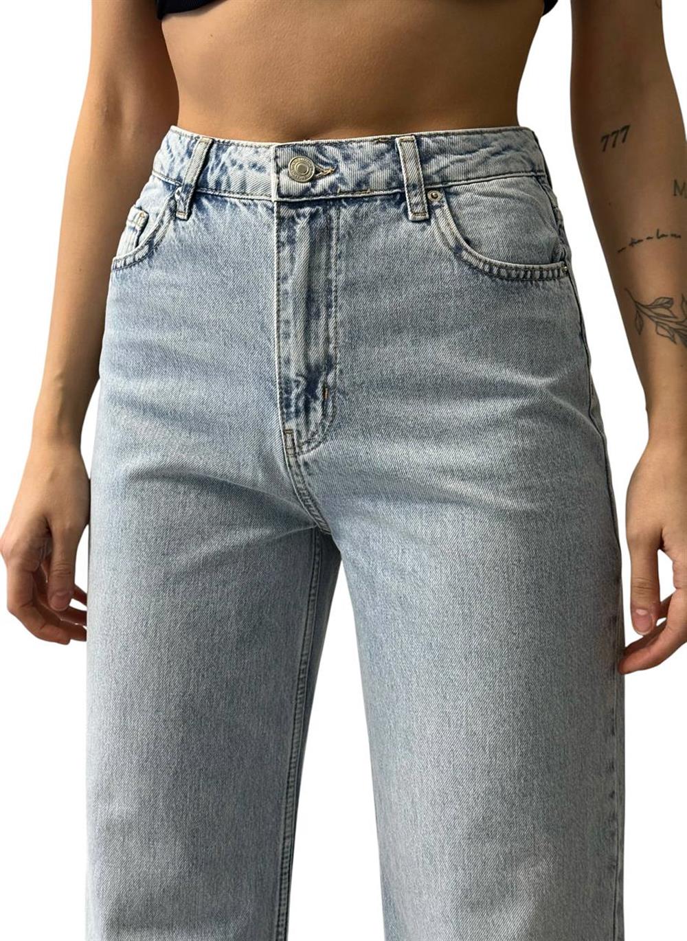 LACARINOYüksek Bel Bol Kesim Light Blue Jean Pantolon