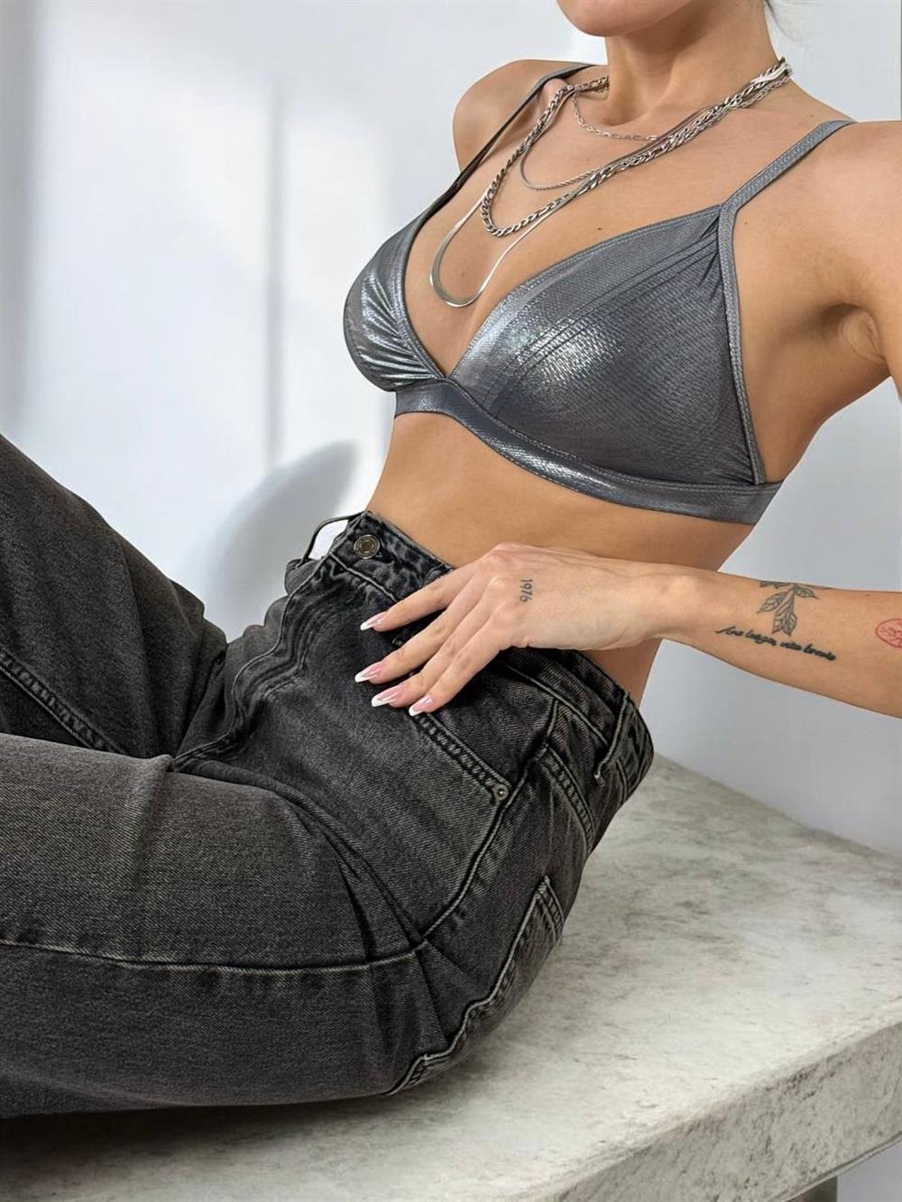 LACARINOKadın Yüksek Bel Bol Kesim Onyx Black Jean Pantolon