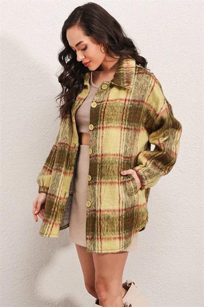 0674 Cepli Oversize Gömlek - Yeşil