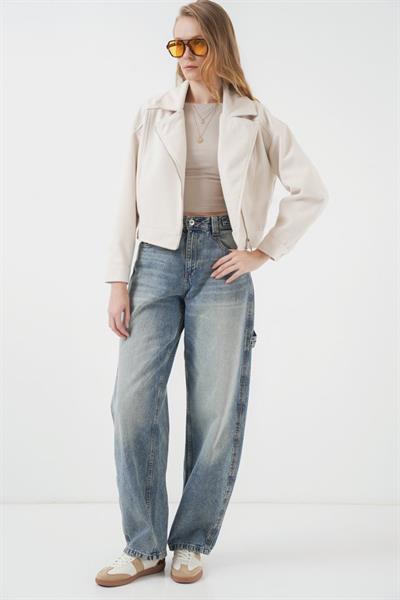 0717 Kısa Kaşe Ceket - Ekru