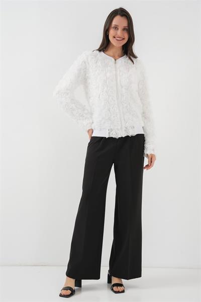 0719 Güllü Ceket - Beyaz