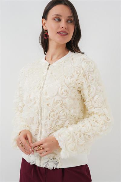 0719 Güllü Ceket - Ekru