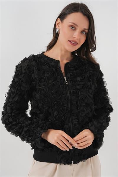 0719 Güllü Ceket - Siyah