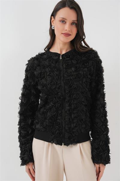 0719 Güllü Ceket - Siyah
