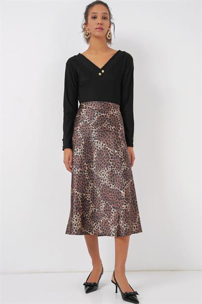 15806 Saten Etek - Kahverengi