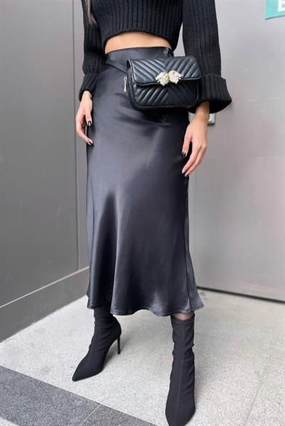 15806 Saten Etek - Siyah