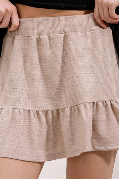1884 Örme Mini Etek - Bej