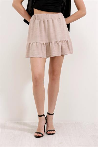 1884 Örme Mini Etek - Bej
