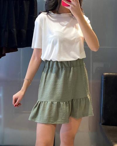 1884 Örme Mini Etek - Çağla